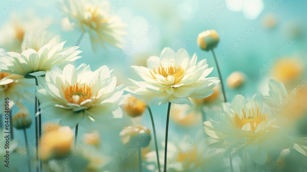 Wall mural blurred of flowers with bokeh soft blur in the pastel vintage retro tone for background. valentine o