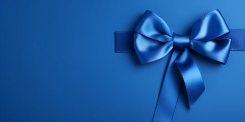  Gift Box With Blue Ribbon Bow Isolated On Blue Background Stock Photo,Beautiful blue bow from silk tape 