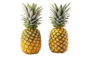 two pineapple on transparent background, PNG