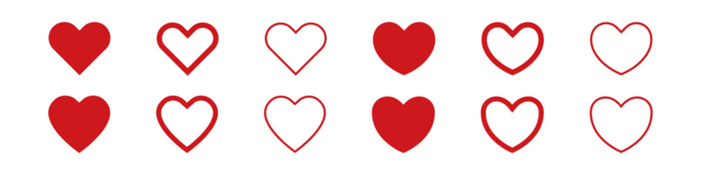 Heart icon. Love sign. Valentine symbol. Heart vector set.