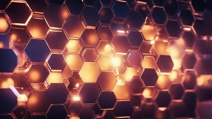 abstract background with hexagons Abstract background hexagon pattern with glowing lights