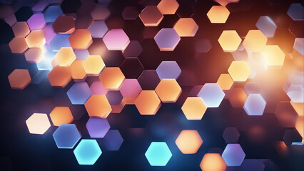 abstract bokeh background Abstract background hexagon pattern with glowing lights