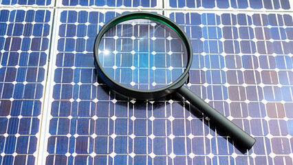 Solar panel with magnifying glass