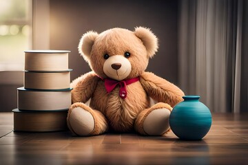 teddy bear sitting on a chair  generated by AI