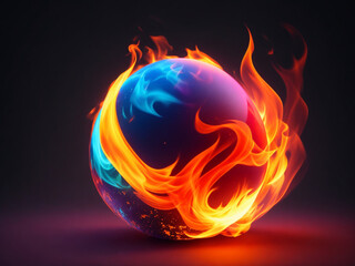 earth in colourful fire