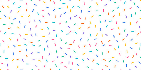 Colorful sprinkles banner background, colorful falling decorative sprinkles background