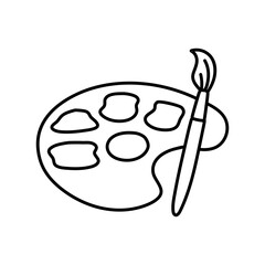 Hand drawn doodle paint brush. Vector sketch illustration of black outline art brush