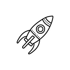 Rocket ship doodle icon. Hand drawn sketch in vector
