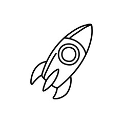 Rocket ship doodle icon. Hand drawn sketch in vector