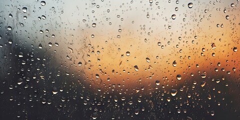 Obraz premium Car mirror in rain. Rainy day serenity. Abstract raindrops on window. Nature brushstrokes. Raindrop artistry on glass