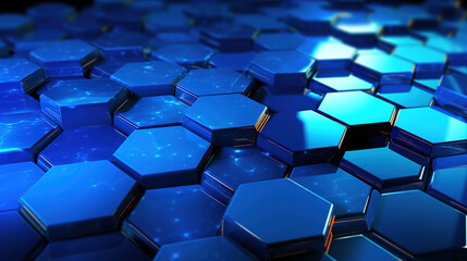Abstract blue technology hexagonal background.