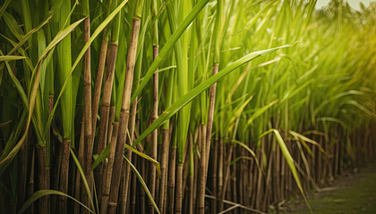 Obraz premium Sugarcane Field in Warm, Tropical Setting