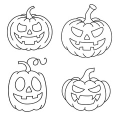 set of Halloween pumpkins , Halloween pumpkin vector set