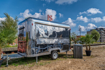 Ice cream van on silver at Fredericia Harbor, Denmark