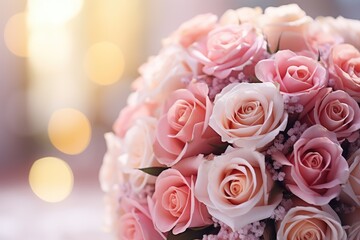 Bridal Bouquet - Wedding Day, Soft Focus Background, Soft Colors - AI Generated