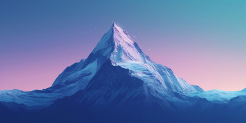 minimalist mountain peak in purple lights - obrazy, fototapety, plakaty