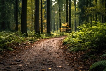  Forest trail, ideal for text overlay - Nature's Path - AI Generated