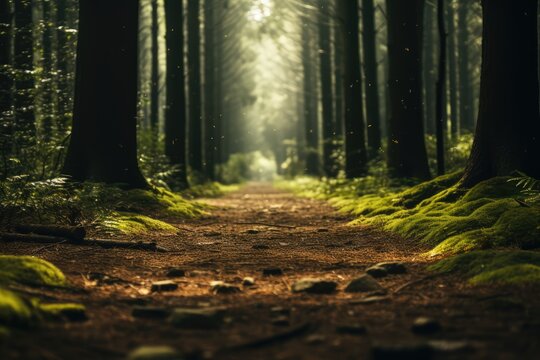  Forest trail, ideal for text overlay - Nature's Path - AI Generated