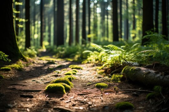  Forest trail, ideal for text overlay - Nature's Path - AI Generated