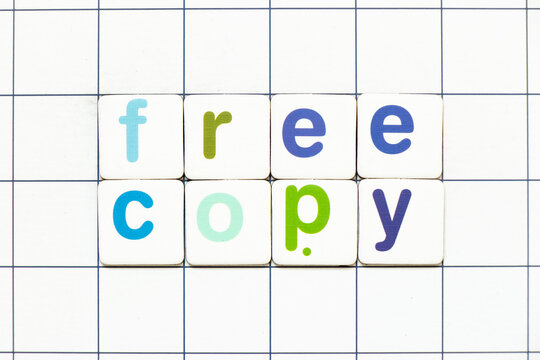 Colorful tile letter in word free copy on white grid background