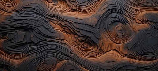 Foto auf Acrylglas Wood art background - Abstract closeup of detailed organic brown wooden waving waves wall texture banner wall © Corri Seizinger