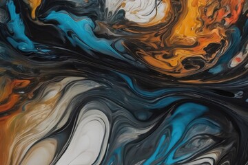 Abstract texture of flow multi vibrant vivid liquid colors. Digital concept art. Generative AI