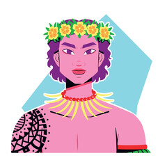 vector oceania native male cartoon illustration isolated