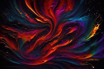 Obraz premium Abstract texture of flow multi vibrant vivid liquid colors. Digital art. Generative AI