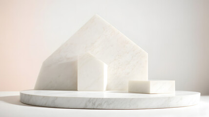 minimal stone podium for cosmetic product placement