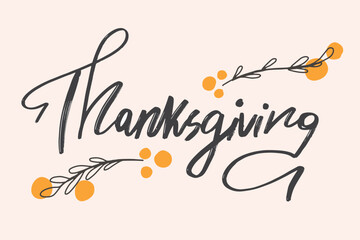thanksgiving day lettering isolated on light background