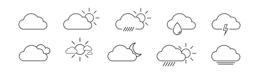 Weather icons set. Linear style.