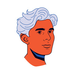 Vector Young Character Head Comic Style solated