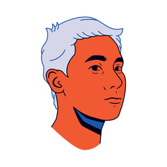 Vector Young Character Head Comic Style solated