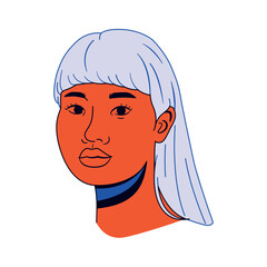 Vector Young Character Head Comic Style solated