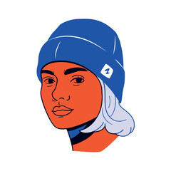 Vector Young Character Head Comic Style solated