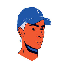 Vector Young Character Head Comic Style solated