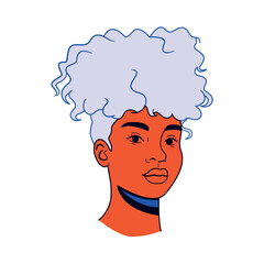 Vector Young Character Head Comic Style solated