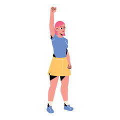 vector protest woman cartoon illustration isolated sticker