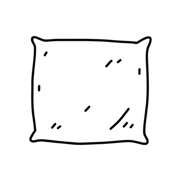 recommend clip art: Pillow isolated on white background. Bedroom cushion. Vector hand-drawn illustration in doodle style. Perfect for cards, decorations, logo, various designs.
