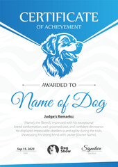 Dog Show Certificate Vector Illustration