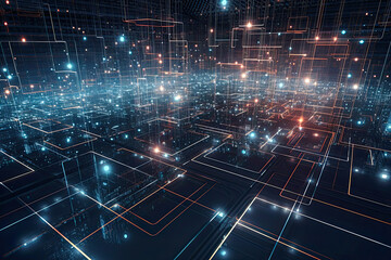 Obraz premium abstract technology background,Futuristic City Network in Blue Tones,energy of realms,abstract background,background with numbers