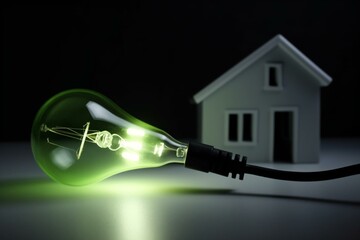 A green plug connects a lightbulb to a house. Generative AI