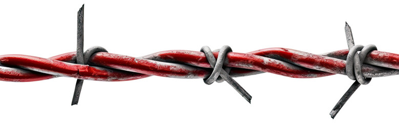 A barbed wire fence illustration isolated on white transparent background, PNG , Generative AI