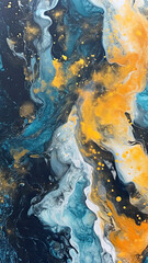 Fluid Art Painting in Vibrant Colors,Brown Blue White Coffee