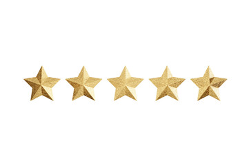 3D Illustration , Five gold star rate review customer ICON .