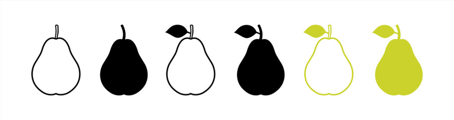 Pear icon. Pear icon collection. pear simple line and outline. Pear fruit icon sign and symbol. Vector illustration.