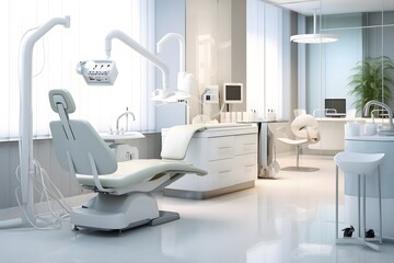 Fototapeta na wymiar Dentist office interior with medical equipment.