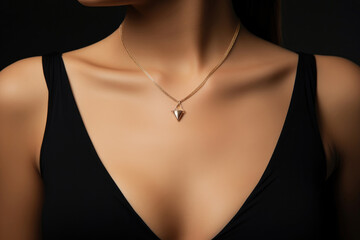 Womens neck with a gold chain necklace