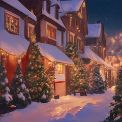 Enchanting Snow-Covered Victorian Village: A Nostalgic Christmas Wonderland
Step into a picturesque winter wonderland with our stunning photography of a snow-covered Victorian village at dusk. 