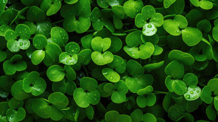 Green watercress with waterdrops - obrazy, fototapety, plakaty